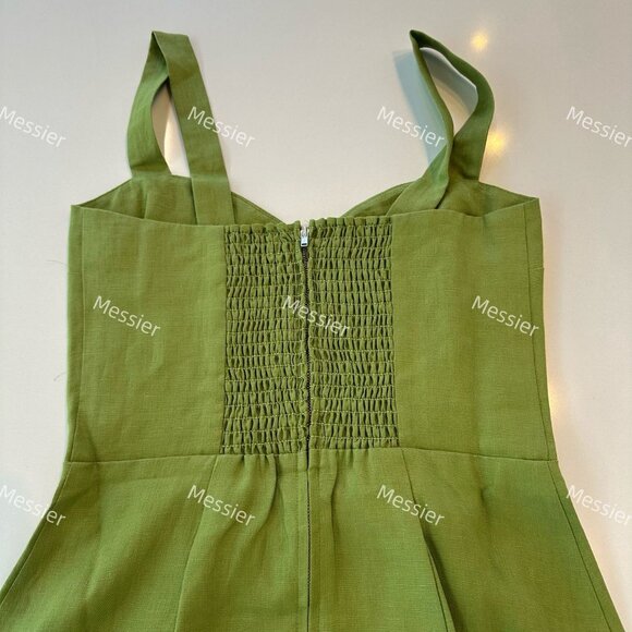 Reformation Miso Linen Mini Dress in Green - Picture 10 of 12